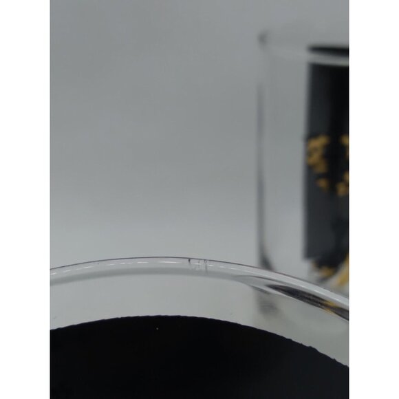 Vtg. Unique set of 2 MCM Deer Trees gold on black Clear high ball / tumblers - Picture 8 of 15